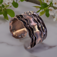 Load image into Gallery viewer, Luxury Solid Copper Statement Cuff Bracelet With Ruffled Edges
